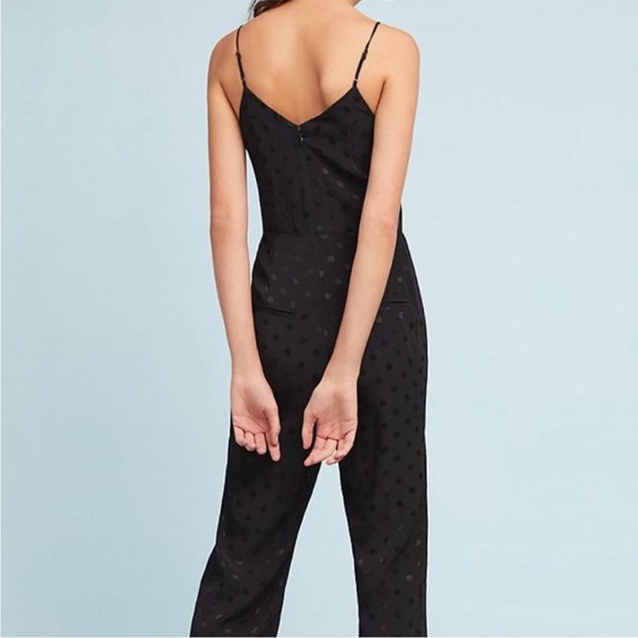 Anthropologie The Essential Jumpsuit Black Polka Dot sz 8 date night wedding - Picture 2 of 11